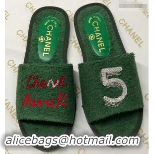 Buy Luxury Chanel x Pharrell Logo Mules Slippers Sandals 950501 Green 2019