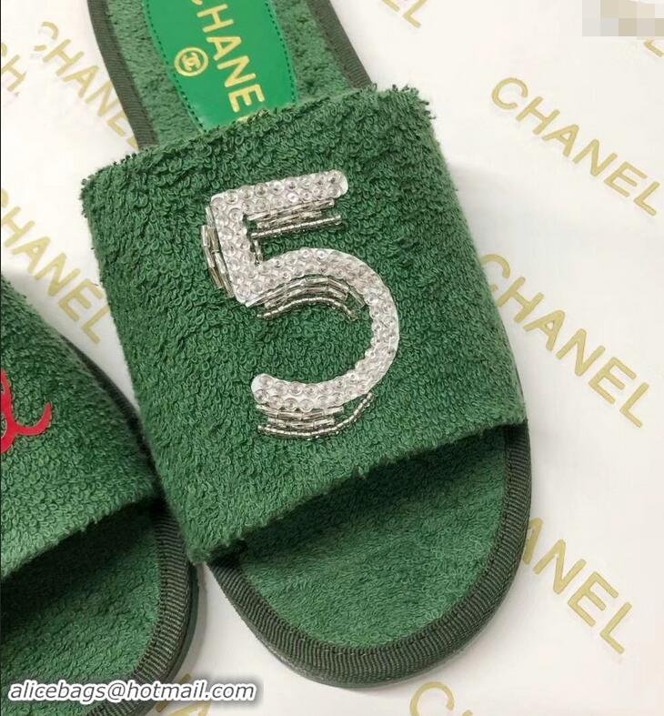 Buy Luxury Chanel x Pharrell Logo Mules Slippers Sandals 950501 Green 2019