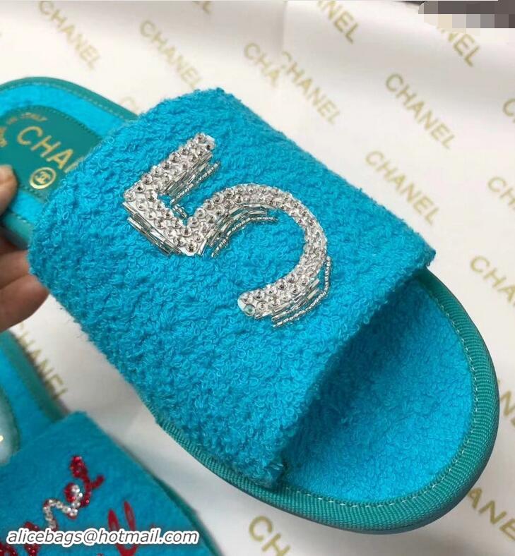 Buy Discount Chanel x Pharrell Logo Mules Slippers Sandals 950501 Turquoise 2019