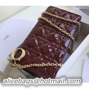 Good Quality Dior Dioraddict Chain Shoulder Bag in Patent Cannage Leather 500611Burgundy