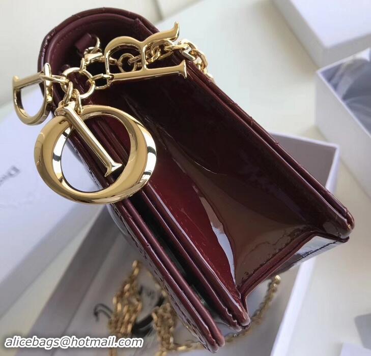 Good Quality Dior Dioraddict Chain Shoulder Bag in Patent Cannage Leather 500611Burgundy