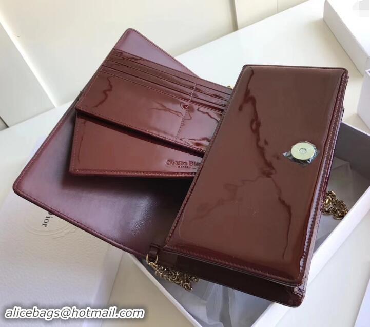 Good Quality Dior Dioraddict Chain Shoulder Bag in Patent Cannage Leather 500611Burgundy