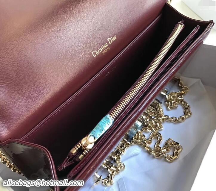 Good Quality Dior Dioraddict Chain Shoulder Bag in Patent Cannage Leather 500611Burgundy