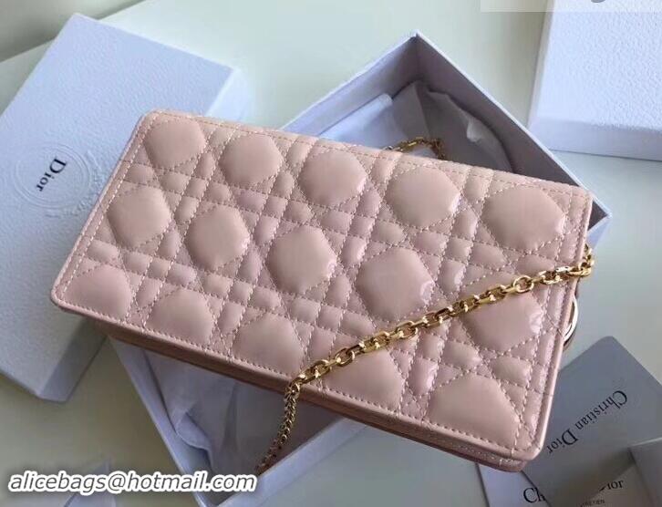 Durable Faux Dior Dioraddict Chain Shoulder Bag in Patent Cannage Leather 500611 Pink