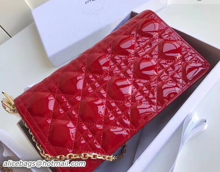 Good Looking Dior Dioraddict Chain Shoulder Bag in Patent Cannage Leather 500611 Red