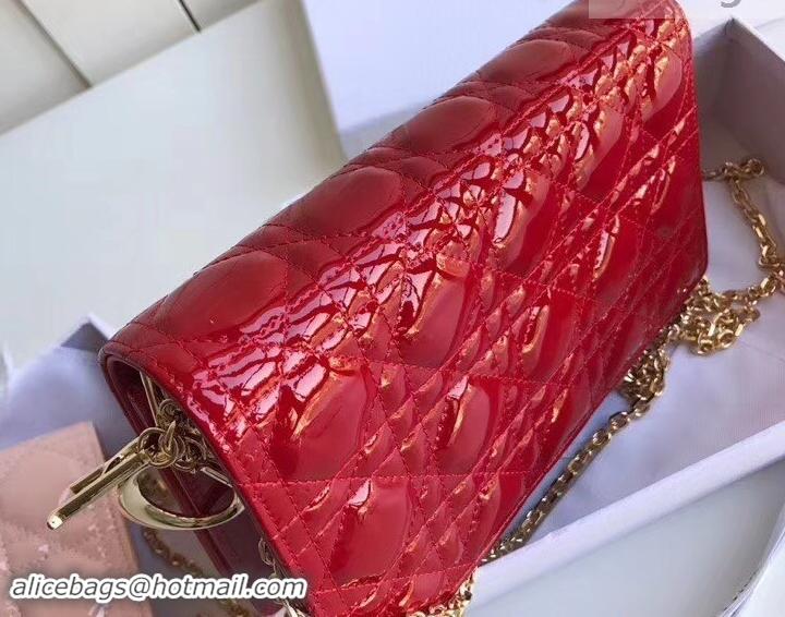 Good Looking Dior Dioraddict Chain Shoulder Bag in Patent Cannage Leather 500611 Red