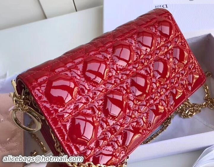 Good Looking Dior Dioraddict Chain Shoulder Bag in Patent Cannage Leather 500611 Red