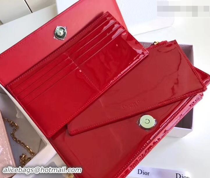 Good Looking Dior Dioraddict Chain Shoulder Bag in Patent Cannage Leather 500611 Red