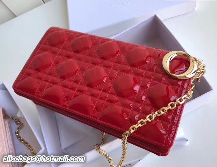 Good Looking Dior Dioraddict Chain Shoulder Bag in Patent Cannage Leather 500611 Red