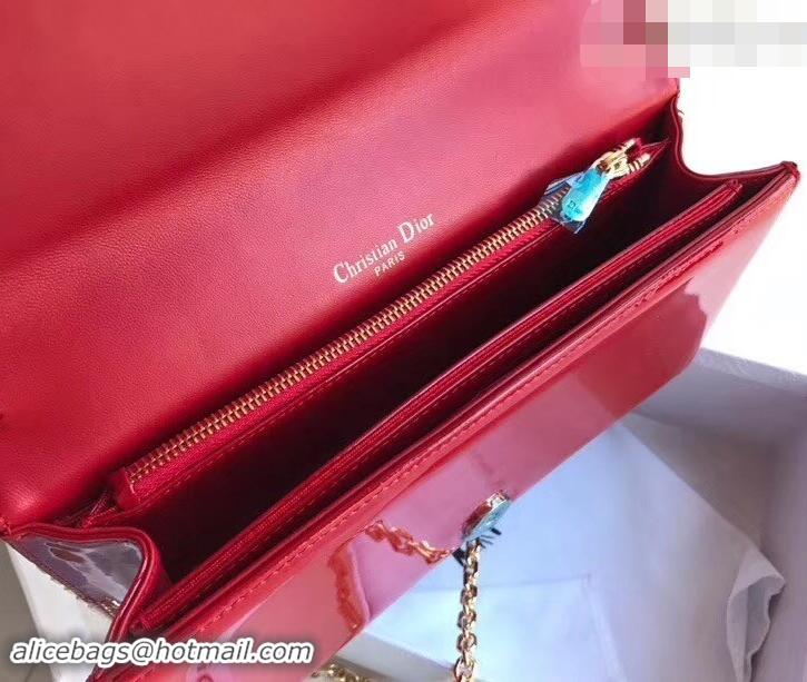 Good Looking Dior Dioraddict Chain Shoulder Bag in Patent Cannage Leather 500611 Red