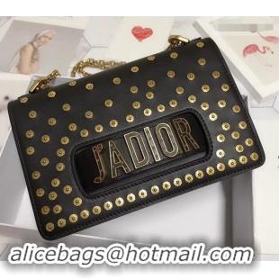 Good Quality Dior J'Adior Flap Shoulder Bag in Studded Leather 500612 Black/Gold