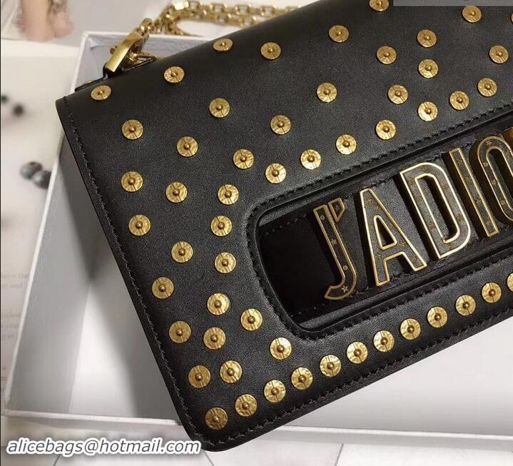 Good Quality Dior J'Adior Flap Shoulder Bag in Studded Leather 500612 Black/Gold