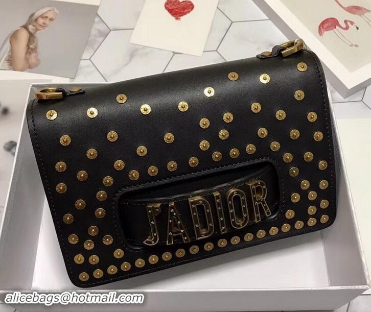 Good Quality Dior J'Adior Flap Shoulder Bag in Studded Leather 500612 Black/Gold