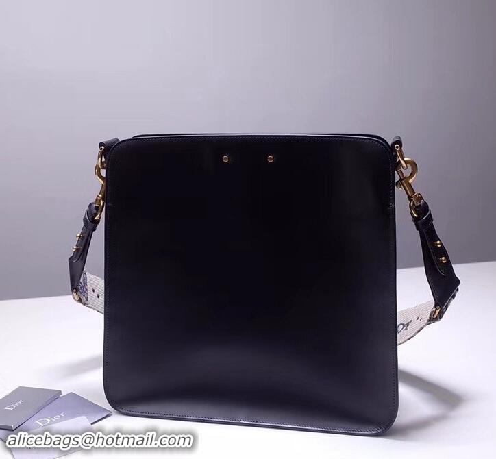 Grade Quality Dior CD Hobo Shoulder Bag in Indigo Calfskin 500613 Black