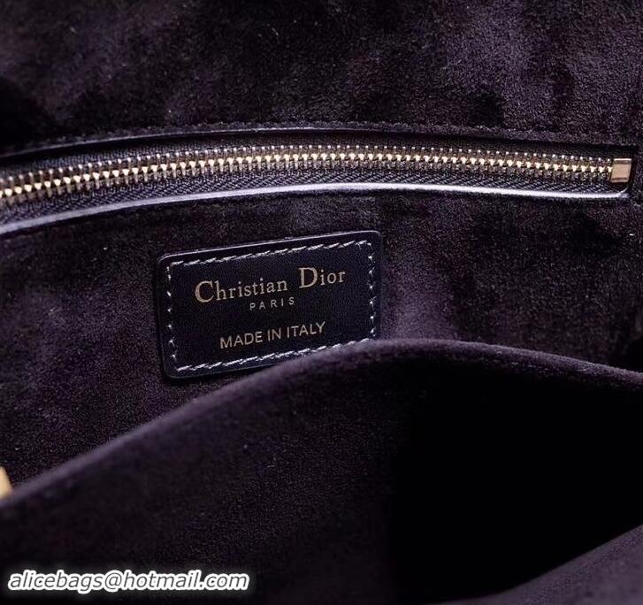 Grade Quality Dior CD Hobo Shoulder Bag in Indigo Calfskin 500613 Black