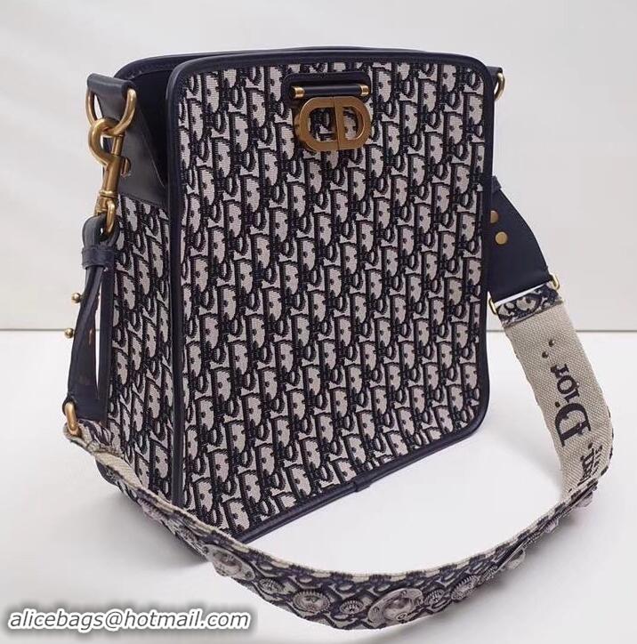 Top Grade Dior Oblique CD Hobo Shoulder Bag 500615 Dark Blue