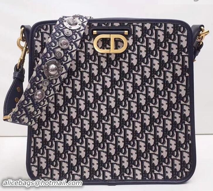 Top Grade Dior Oblique CD Hobo Shoulder Bag 500615 Dark Blue