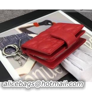 Discount Dior Lady Dior Card Holder in Lambskin 500617 Red