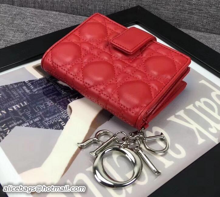 Discount Dior Lady Dior Card Holder in Lambskin 500617 Red