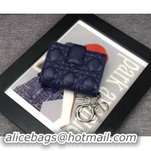 Top Quality Dior Lady Dior Card Holder in Lambskin 500617 Blue