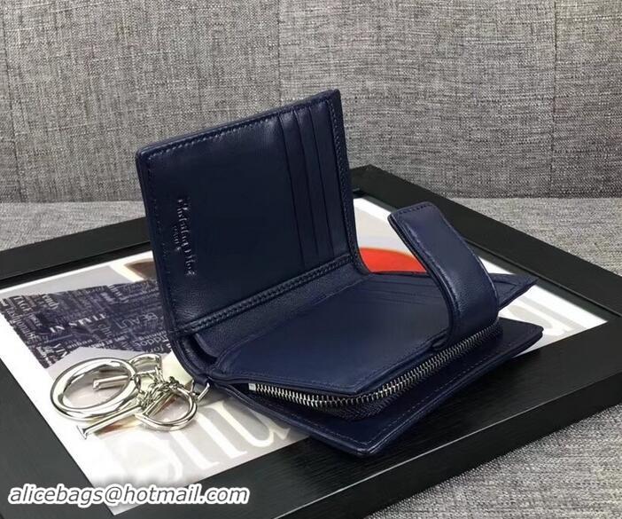 Top Quality Dior Lady Dior Card Holder in Lambskin 500617 Blue