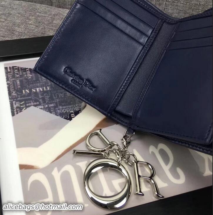 Top Quality Dior Lady Dior Card Holder in Lambskin 500617 Blue