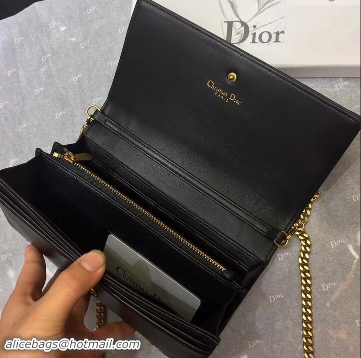 Popular Dior Diorama Wallet on Chain Clutch in Studded Leather 500619 Black