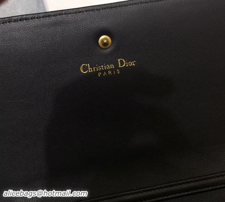 Popular Dior Diorama Wallet on Chain Clutch in Studded Leather 500619 Black