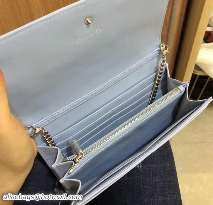 Popular Style Dior Diorama Wallet on Chain Clutch 500618 Light Blue