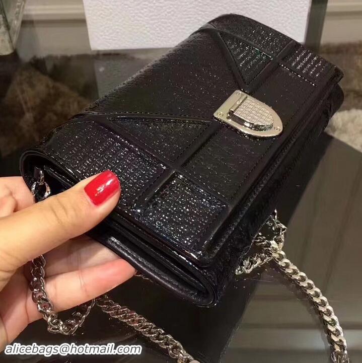 Purchase Dior Diorama Wallet on Chain Clutch in Metallic Leather 500620 Black