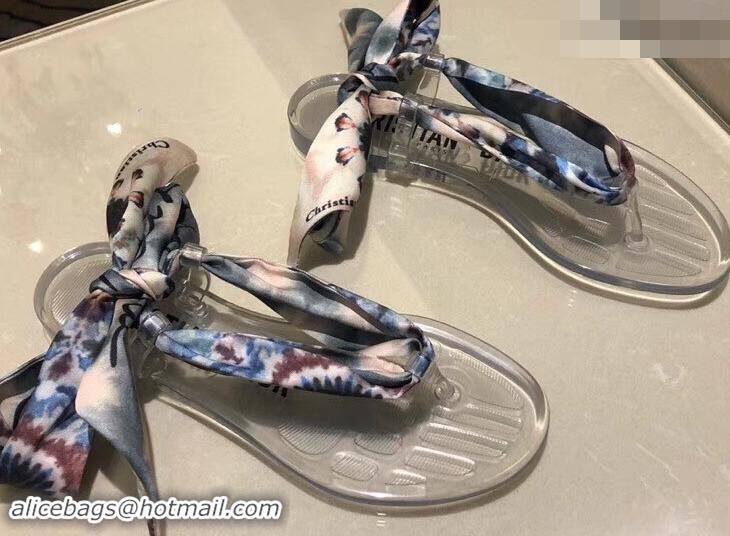 Discount Dior KaleiDiorscopic Thong Sandals with Printed Silk Mitzah Scarf CD4292 2019