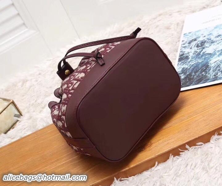 Sumptuous Dior Miss Dior Oblique Canvas Bucket Bag 500625 Burgundy