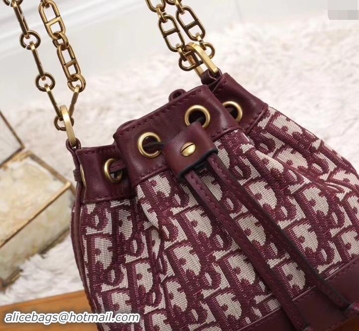 Sumptuous Dior Miss Dior Oblique Canvas Bucket Bag 500625 Burgundy