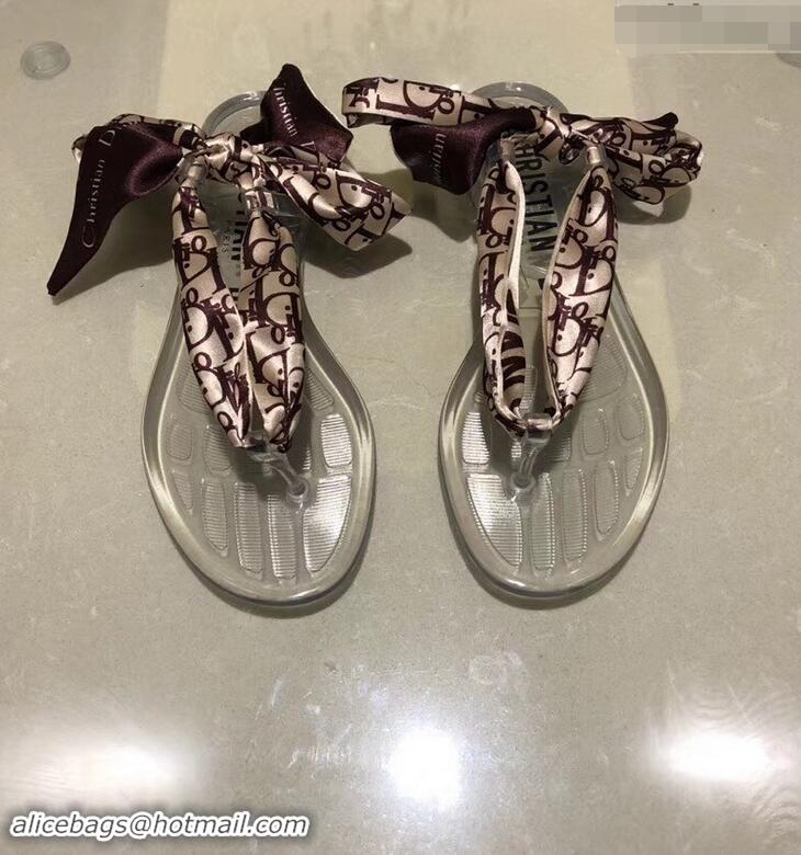 Imitation Dior KaleiDiorscopic Thong Sandals with Printed Silk Mitzah Scarf CD4296 2019