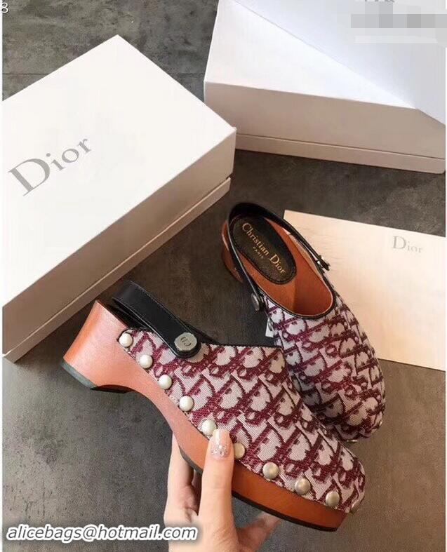 Inexpensive Dior Heel 6.5cm Diorquake Slingback Clogs CD4316 Burgundy 2019