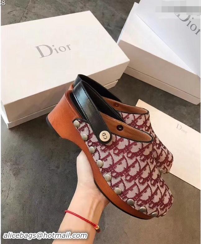 Inexpensive Dior Heel 6.5cm Diorquake Slingback Clogs CD4316 Burgundy 2019