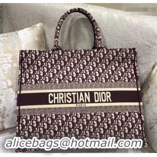 Pretty Style Dior Book Tote Bag In Embroidered Dior Oblique Canvas 500712 Burgundy