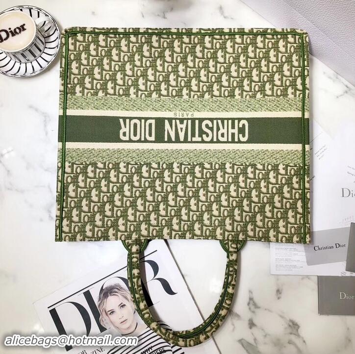 Good Quality Dior Book Tote Bag In Embroidered Dior Oblique Canvas 500712 Green