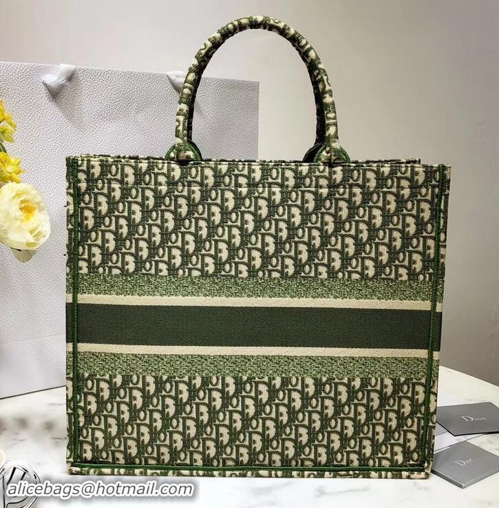 Good Quality Dior Book Tote Bag In Embroidered Dior Oblique Canvas 500712 Green