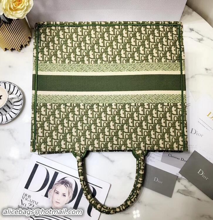 Good Quality Dior Book Tote Bag In Embroidered Dior Oblique Canvas 500712 Green