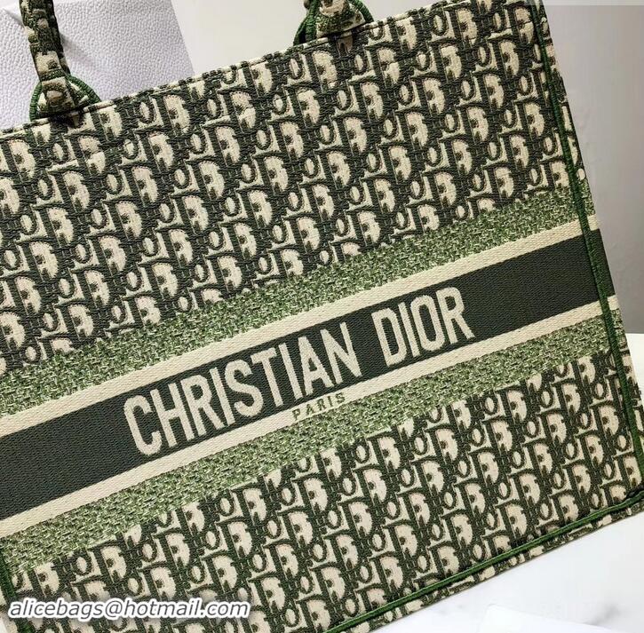 Good Quality Dior Book Tote Bag In Embroidered Dior Oblique Canvas 500712 Green