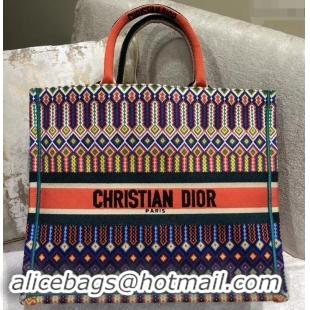 Good Looking Dior Book Tote Bag In Multi-Coloured Embroidered Canvas 500713