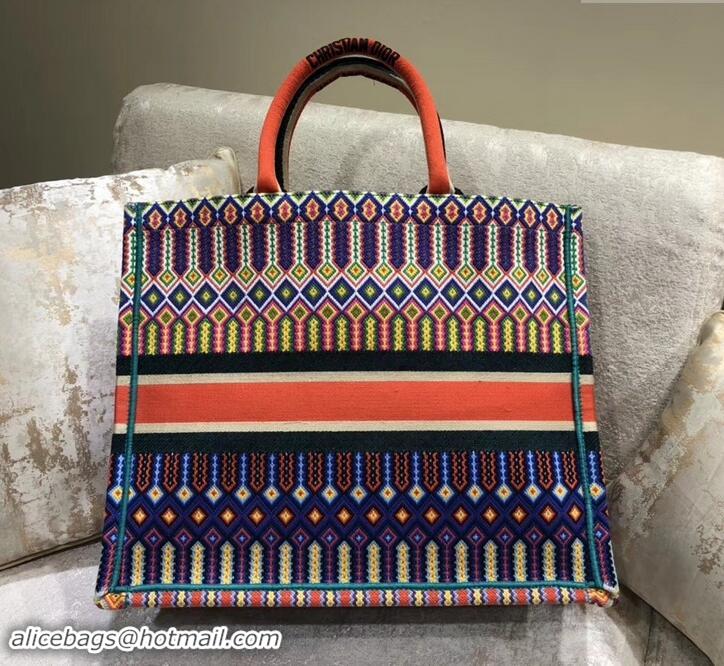 Good Looking Dior Book Tote Bag In Multi-Coloured Embroidered Canvas 500713