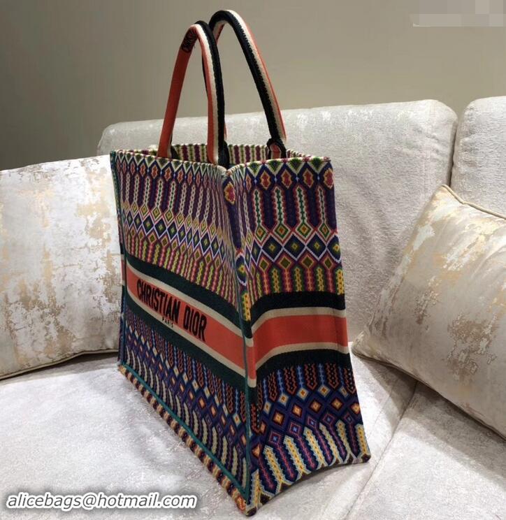 Good Looking Dior Book Tote Bag In Multi-Coloured Embroidered Canvas 500713