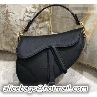 Fashion Dior Mini Saddle Bag in Grained Calfskin 500717 Black