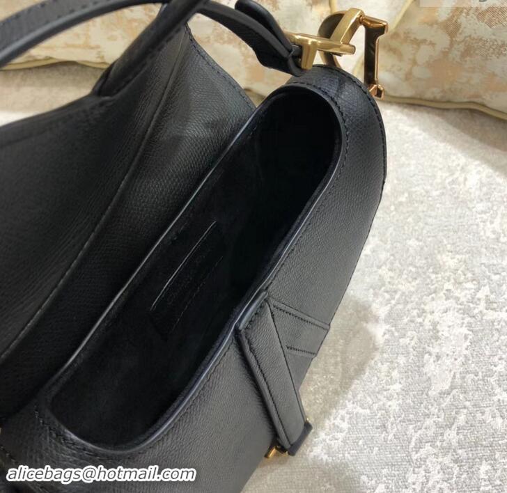 Fashion Dior Mini Saddle Bag in Grained Calfskin 500717 Black