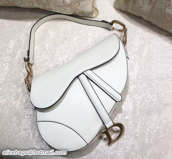 Purchase Dior Saddle Bag in Grained Calfskin 500716 White