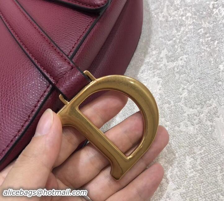 Classic Dior Saddle Bag in Grained Calfskin 500716 Burgundy 