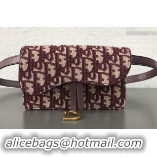 Best Price Dior Oblique Jacquard Canvas Saddle Belt Pouch Bag 500718 Burgundy