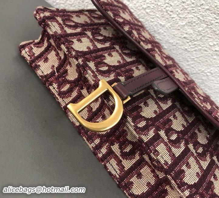 Best Price Dior Oblique Jacquard Canvas Saddle Belt Pouch Bag 500718 Burgundy